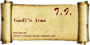 Topán Irma névjegykártya